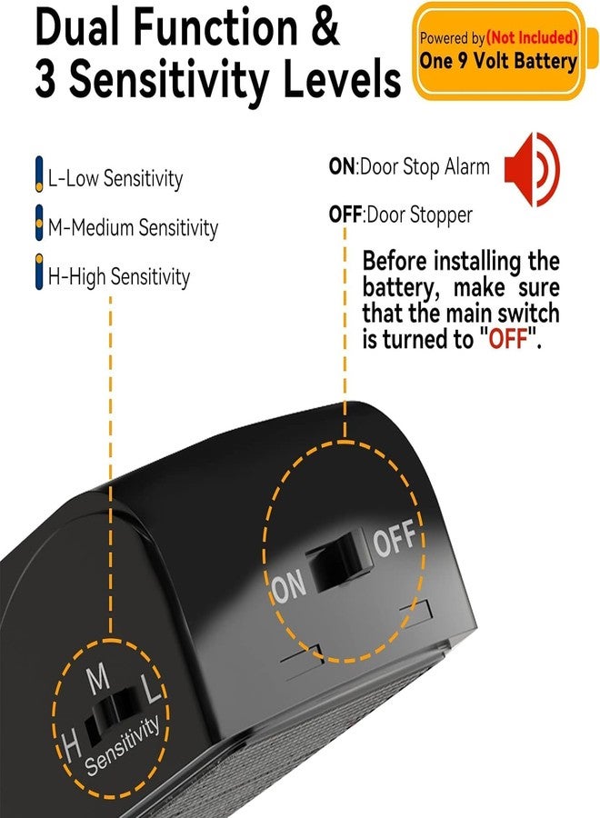 DEVHEART Upgraded Door Stopper Security Alarm, Portable Wedge Entrance Alert Anti-Theft Burglar Safety Tools for Home Security Apartment,House, Travel,120dB Siren. - Image 4
